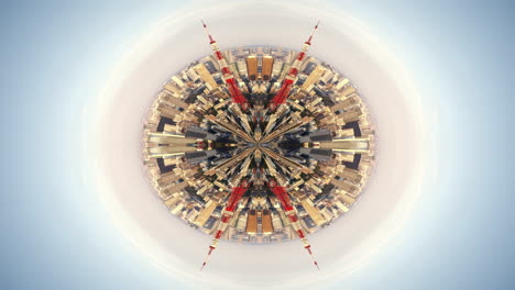 timelapse of tokyo city scene and skyline made into abstract fisheye tiny planet