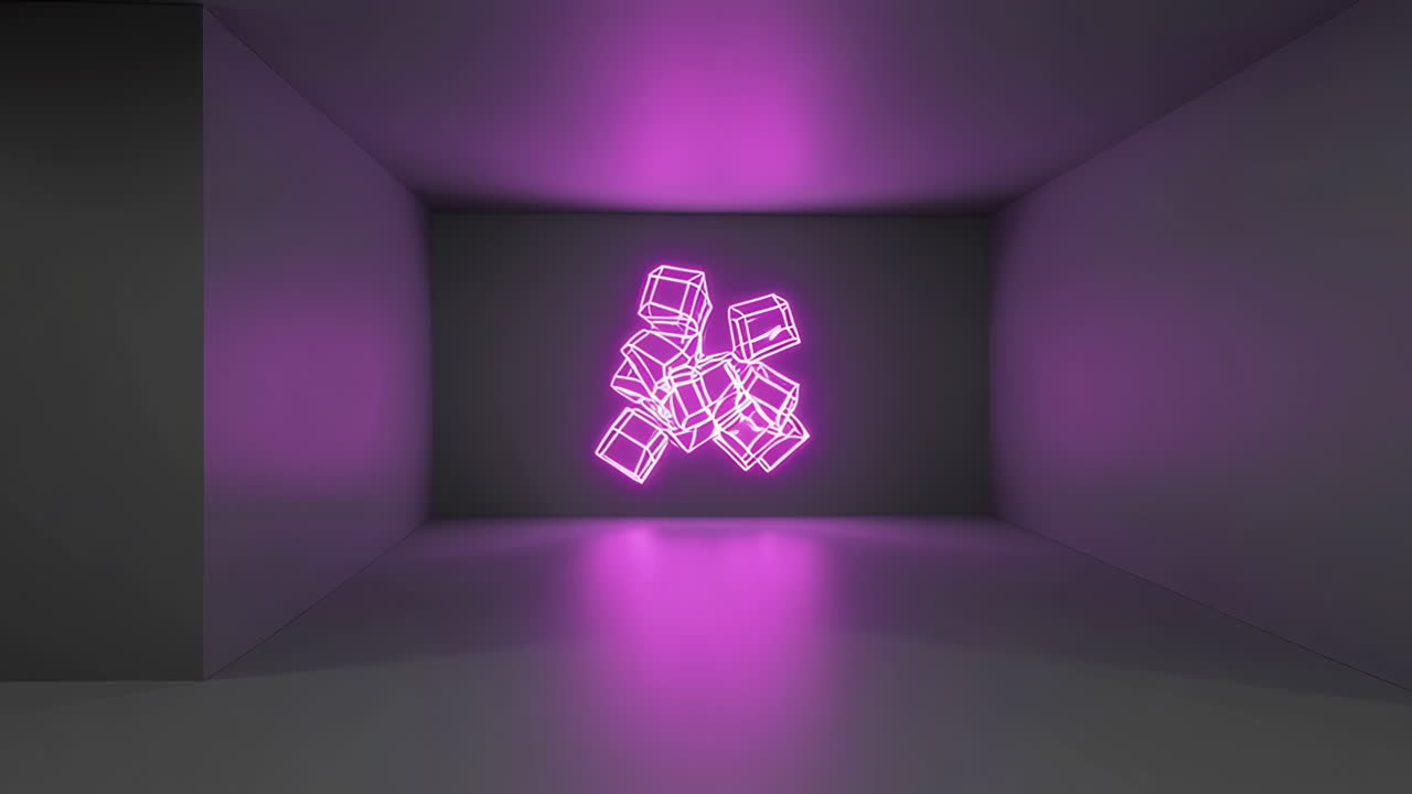 Pink Neon Cubes in Minimalist Room