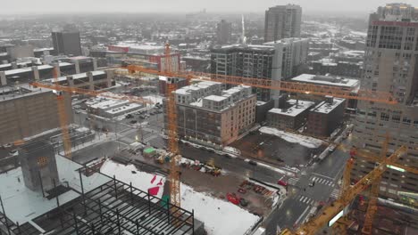 aerial-footage-Construction-zone-over-Downtown-Minneapolis-during-a-rainy-day