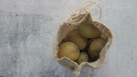 potatoes in a burlap bag