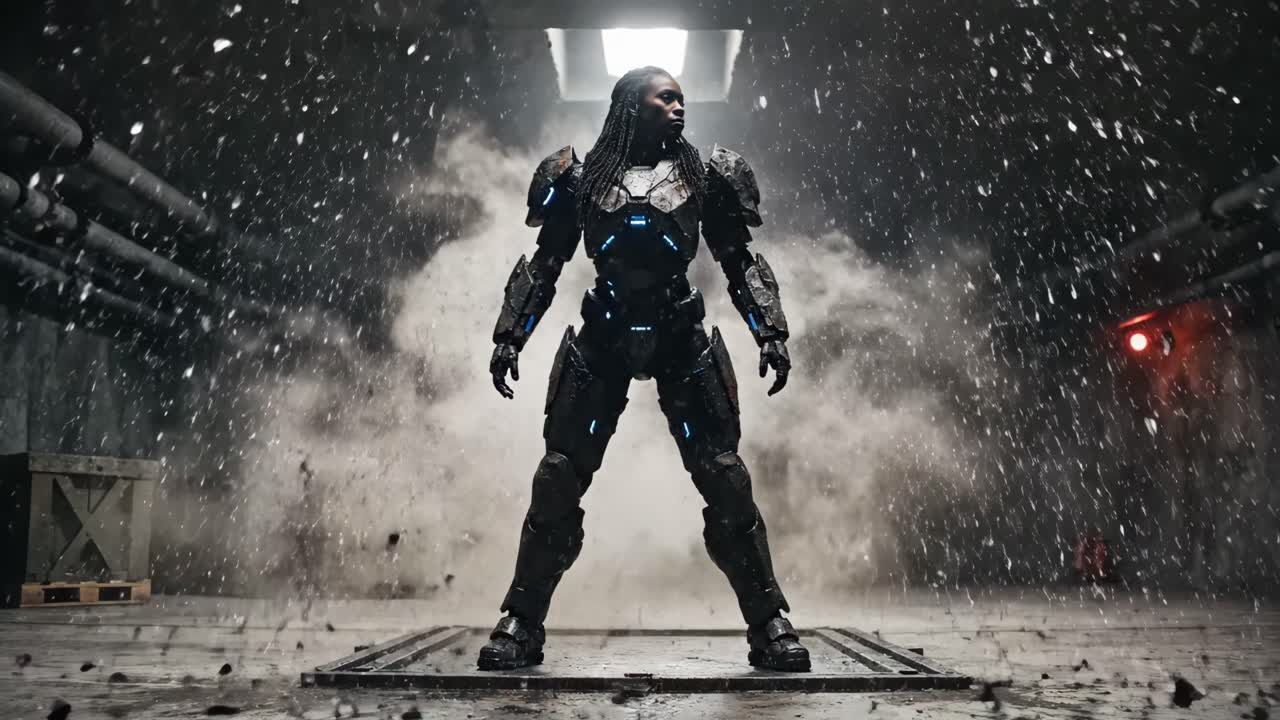 Futuristic cyborg warrior