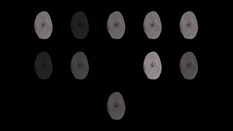 4k abstract loopable fingerprint animation, artificial intelligence, black color background