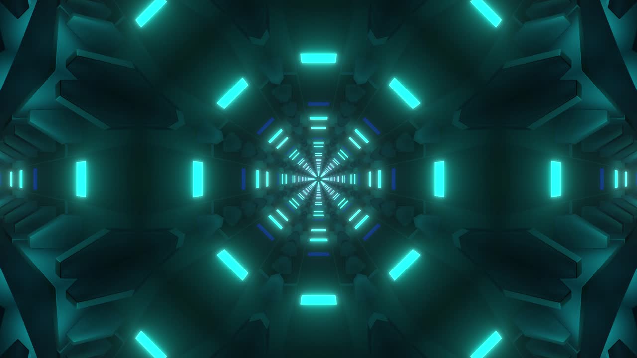 Tunnel futuristico astratto al neon