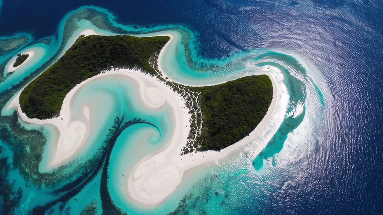 Aerial View of Tropical Island Paradise