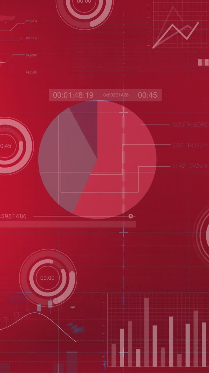 Animation of financial data and graphs over flag of china