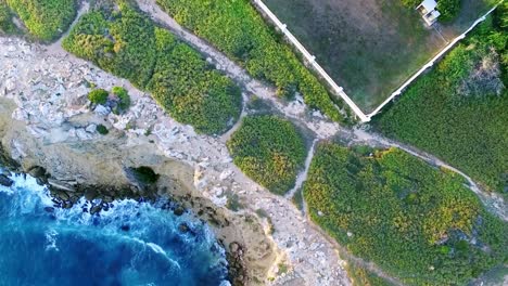 cenital aerial shot of the cabo rojo lighthouse in puerto rico