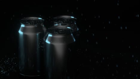 the rain drops fell on cans, cans with dark background, 3d rendering.