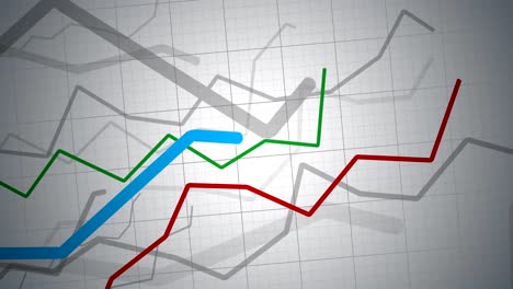concepto de estadística. la cámara se mueve por encima de los gráficos y diagramas financieros en crecimiento. animación en bucle.