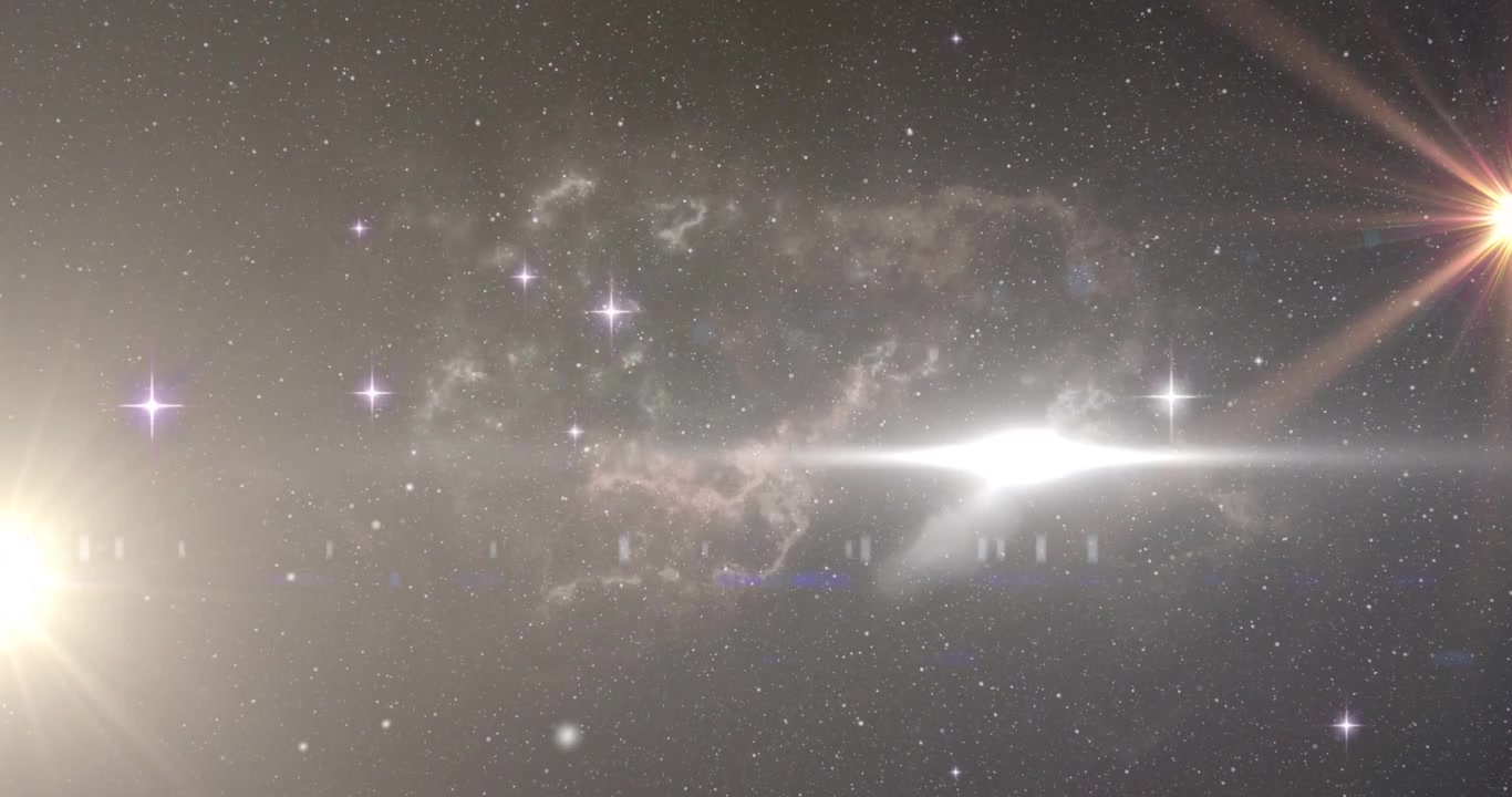 Solar flare entering left radial streaking outward mid band flashing core settling to form nebula