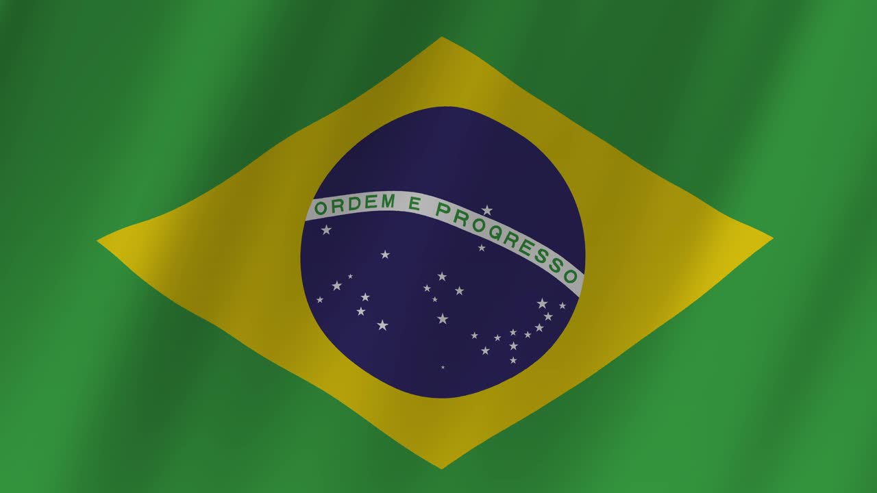 Animation af Brasiliens flag, der blafrer i vinden