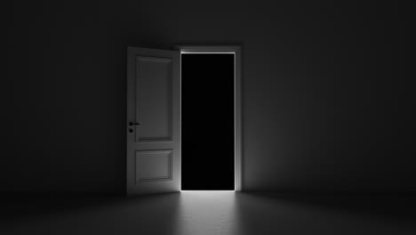 open door in dark room with alpha channel