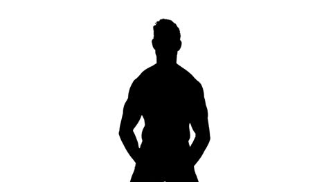 muscular silhouette of man flexing muscles