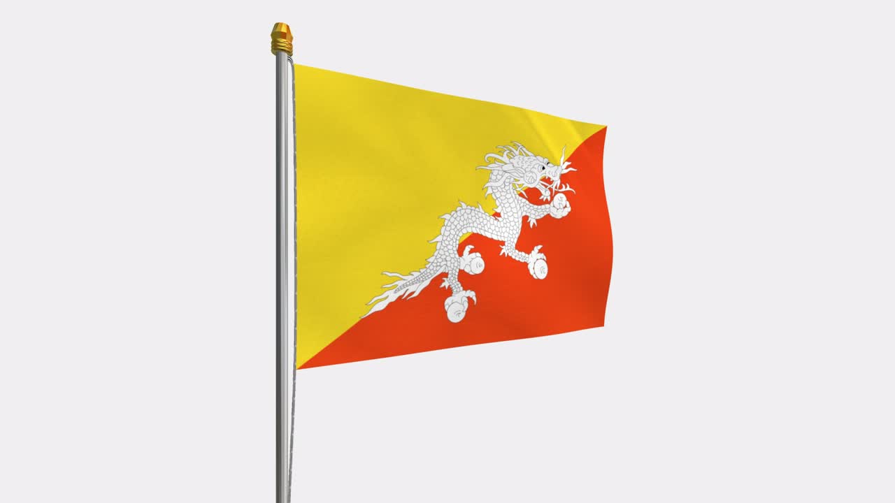 바람에 떠다니는 부탄 발의 루프 비디오, 4k의 느린 동작 비디오, 알파 채널