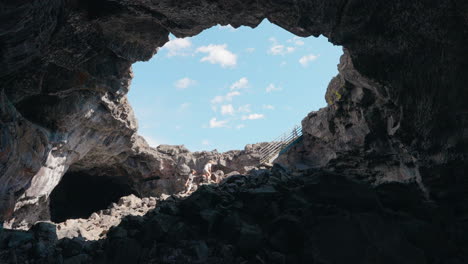 exploring a lava tube at craters of the moon national monument