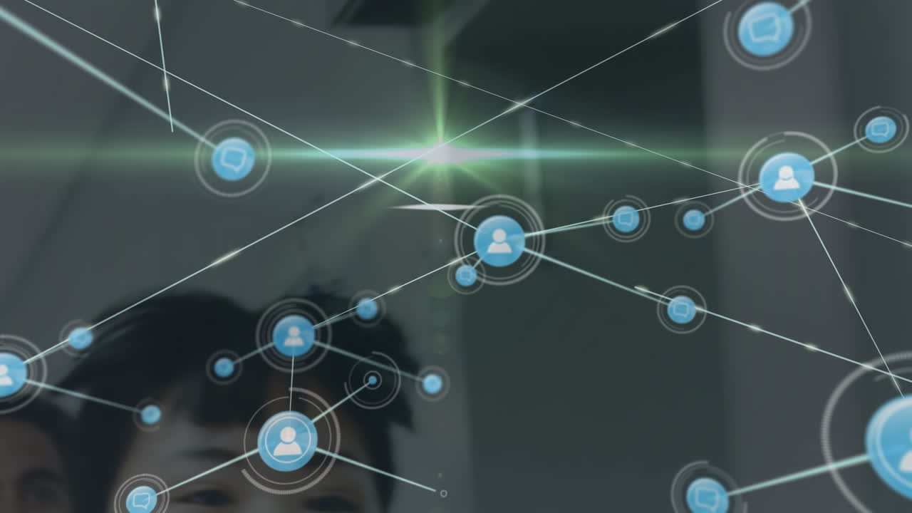 animación de la red de conexiones con iconos sobre diversos médicos que se ejecutan