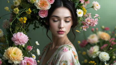 woman with floral headdress