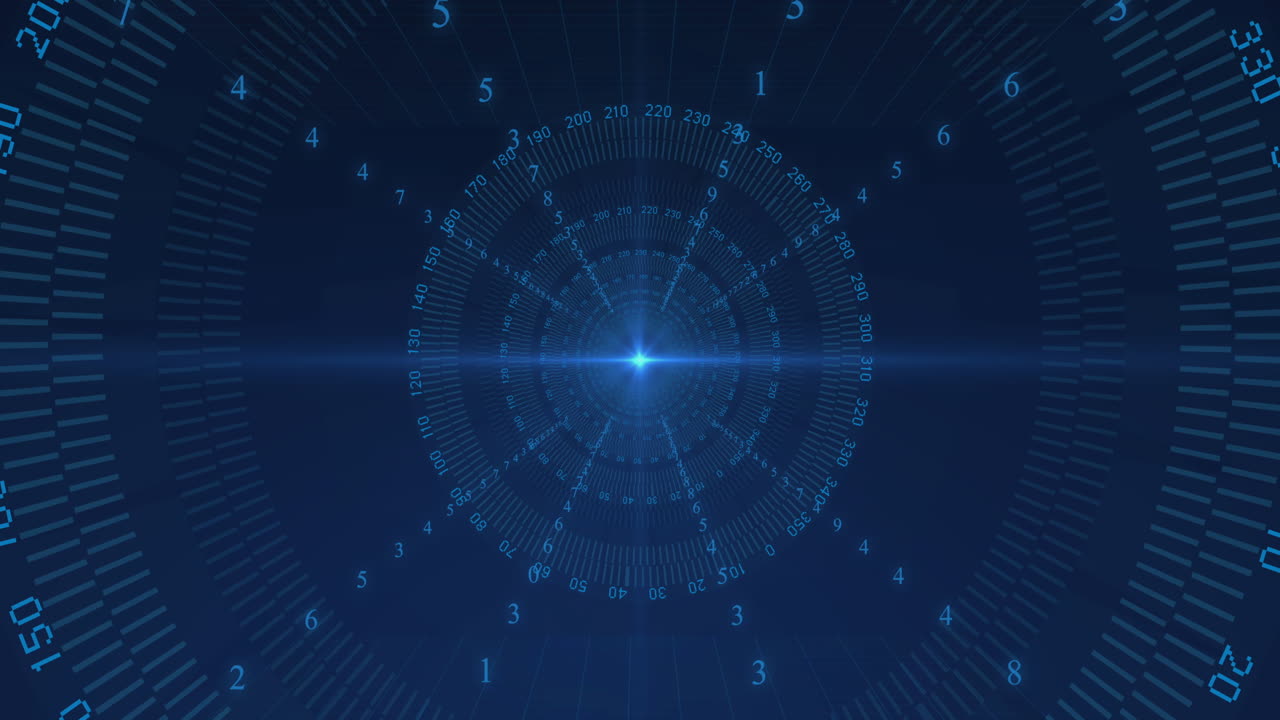 animación de escaneado de visores y procesamiento de datos con codificación binaria sobre fondo azul