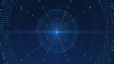 animación de escaneado de visores y procesamiento de datos con codificación binaria sobre fondo azul