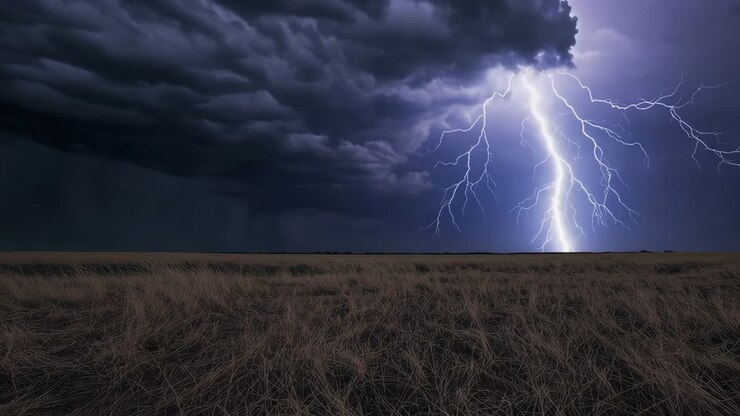 Tempesta notturna su un campo