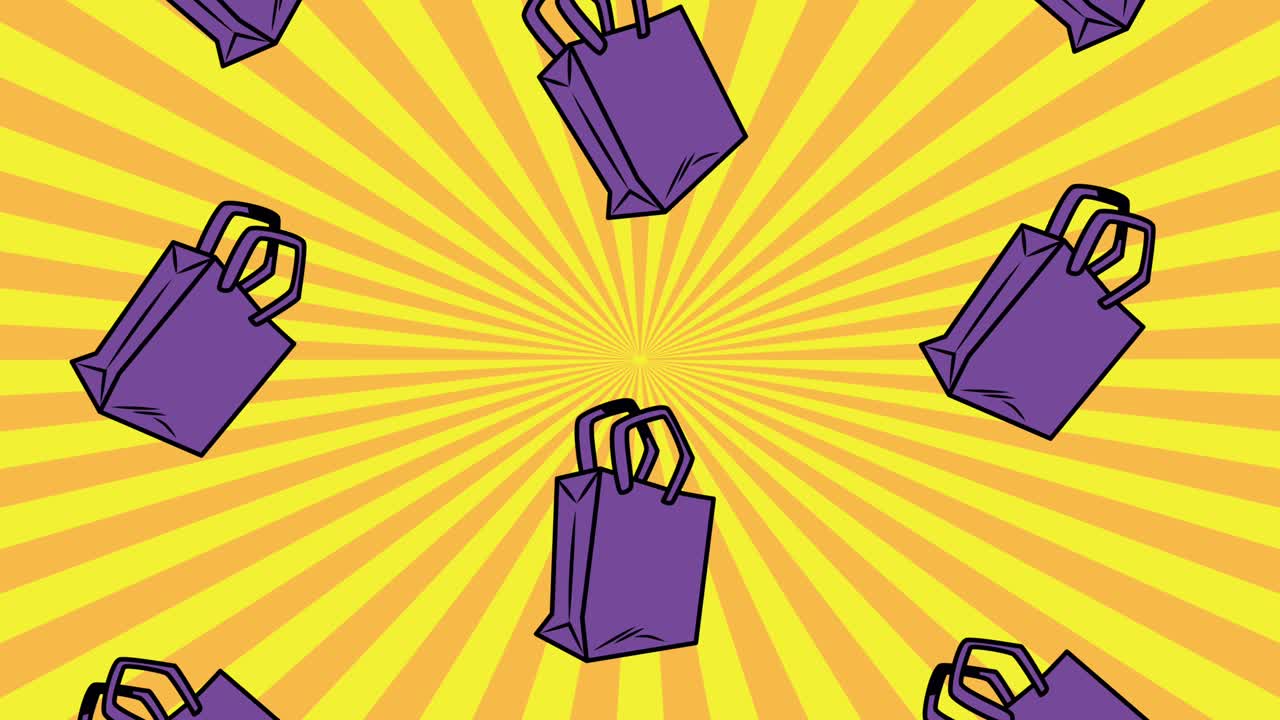 쇼핑 가방 패턴 팝 아트 스타일 애니메이션