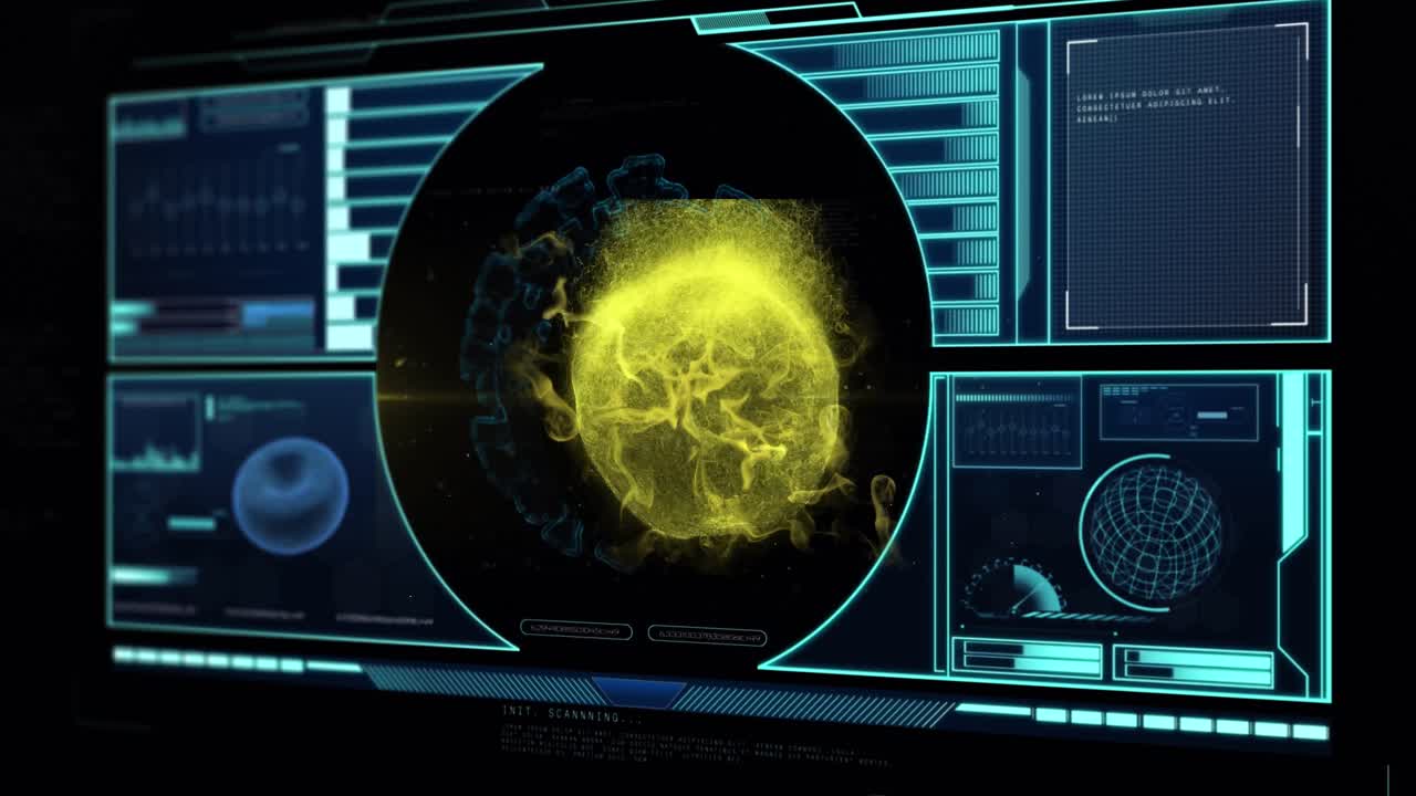 animación del procesamiento de datos sobre formas