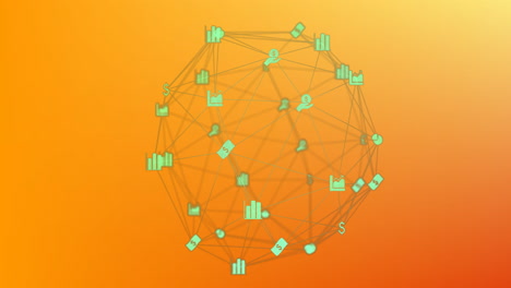 Animation-Des-Globus-Des-Netzwerks-Von-Verbindungen-Mit-Digitalen-Symbolen