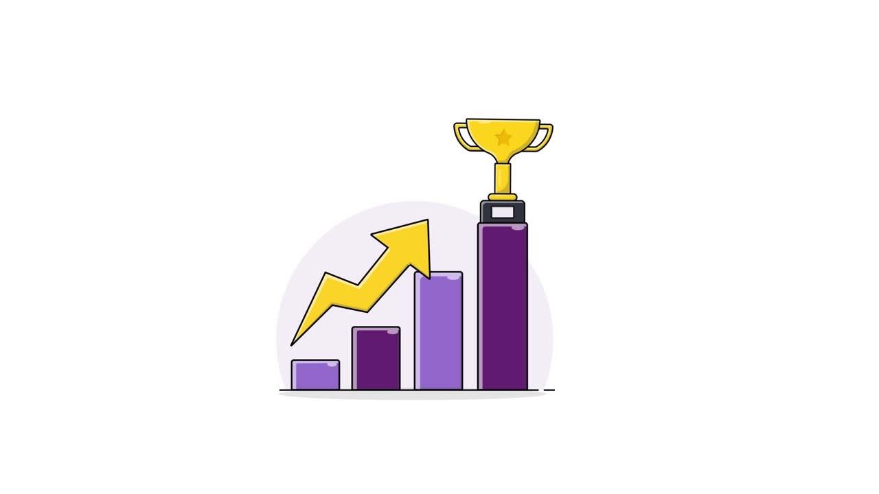 Animated Bar Chart Showing Business Growth and Achievement