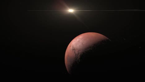 vista encantadora de marte y el sol en el espacio exterior