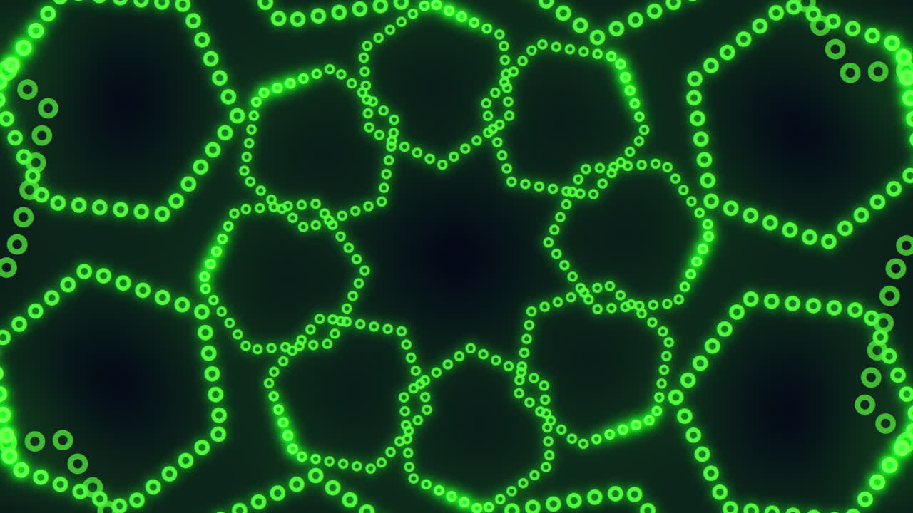 Hexagonal green pattern of circles and dots