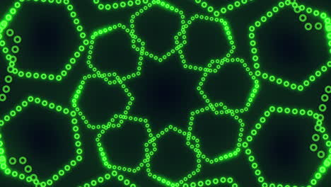 hexagonal green pattern of circles and dots