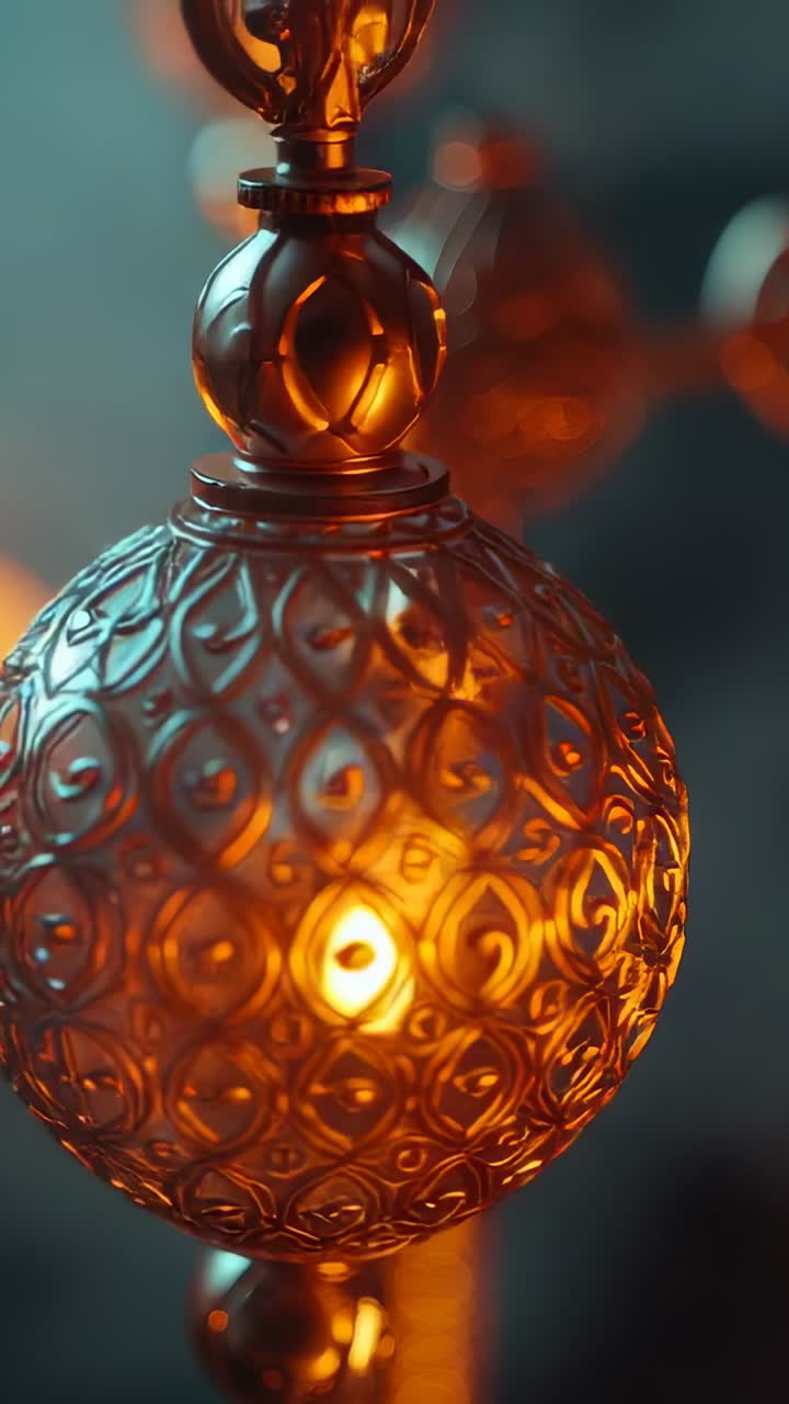 Vertical video: Starting camera panning, revealing ornate lanterns in lounge, highlighting filigree