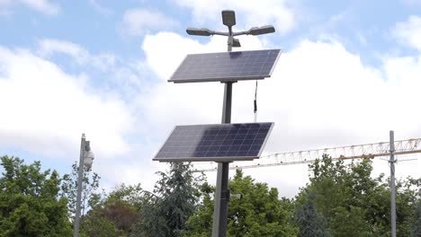 solar-powered street lights in a city park