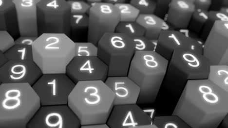 4k cuadrícula de panal abstracta con números aleatorios.