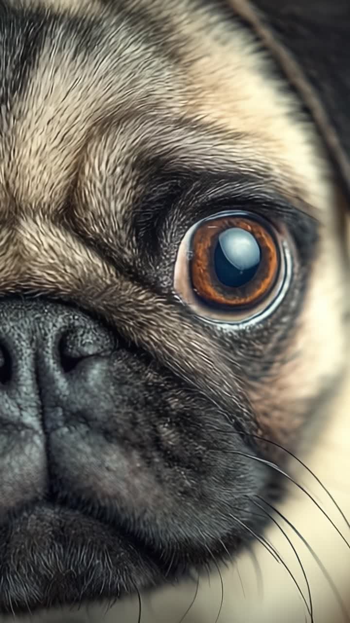 Close-up Cativante do Rosto Expressivo de um Pug Destacando os Detalhes Mais Finos e Intrincados de Sua Aparência Única e Características Adoráveis