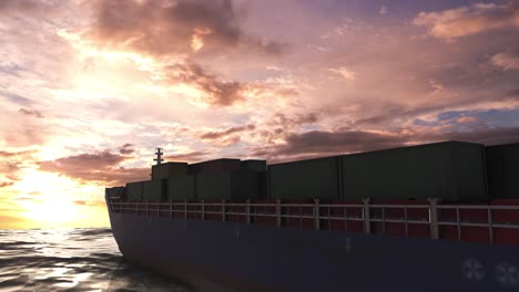 cargo ship at sunset