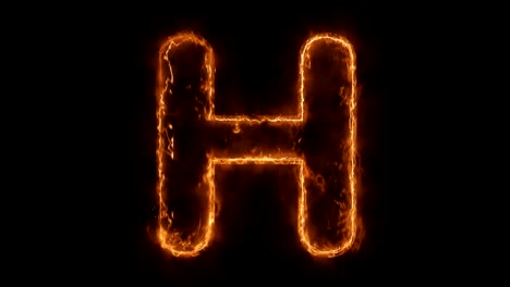 alphabet h word hot animated burning realistic fire flame loop.