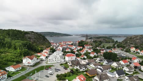 Fjallbacka,-Sweden-Drone-Town-Ascent