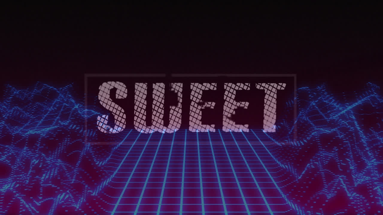 디지털 지도와 그리드 위에 달한 텍스트의 애니메이션