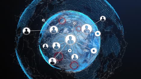 animación de la red de conexiones y procesamiento de datos en todo el mundo