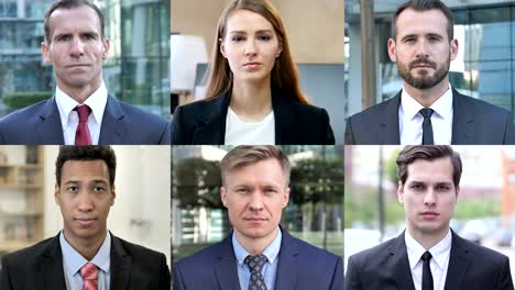 the collage of business people looking at the camera