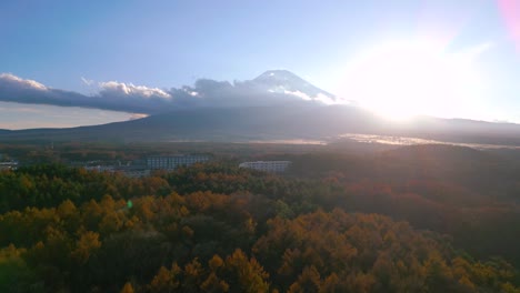 mount fuji with autumn foliage