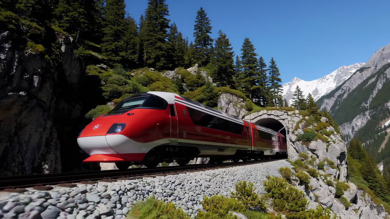 Red Train through the Swiss Alps