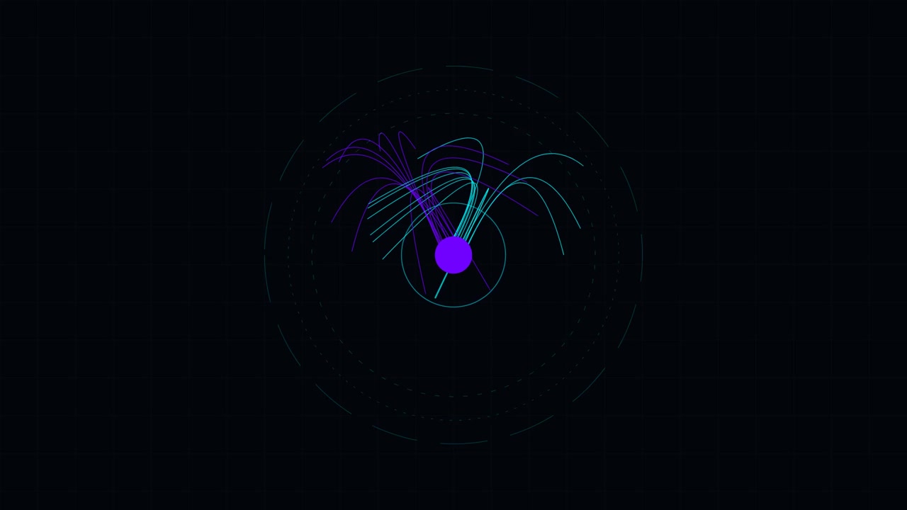 Abstract Motion Graphic of Glowing Particles Radiating from a Central Point