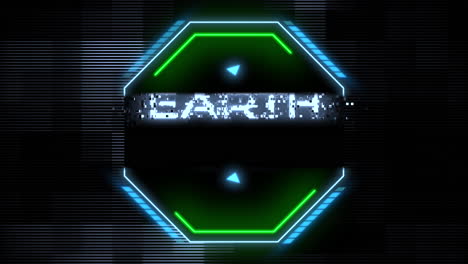 earth day neon sign futuristic font, glowing lines on checkerboard background