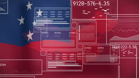 animación de procesamiento y análisis de datos sobre la bandera de samoa