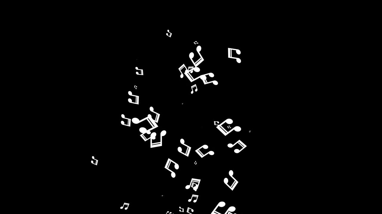 White Musical Notes Falling Down Against a Black Background
