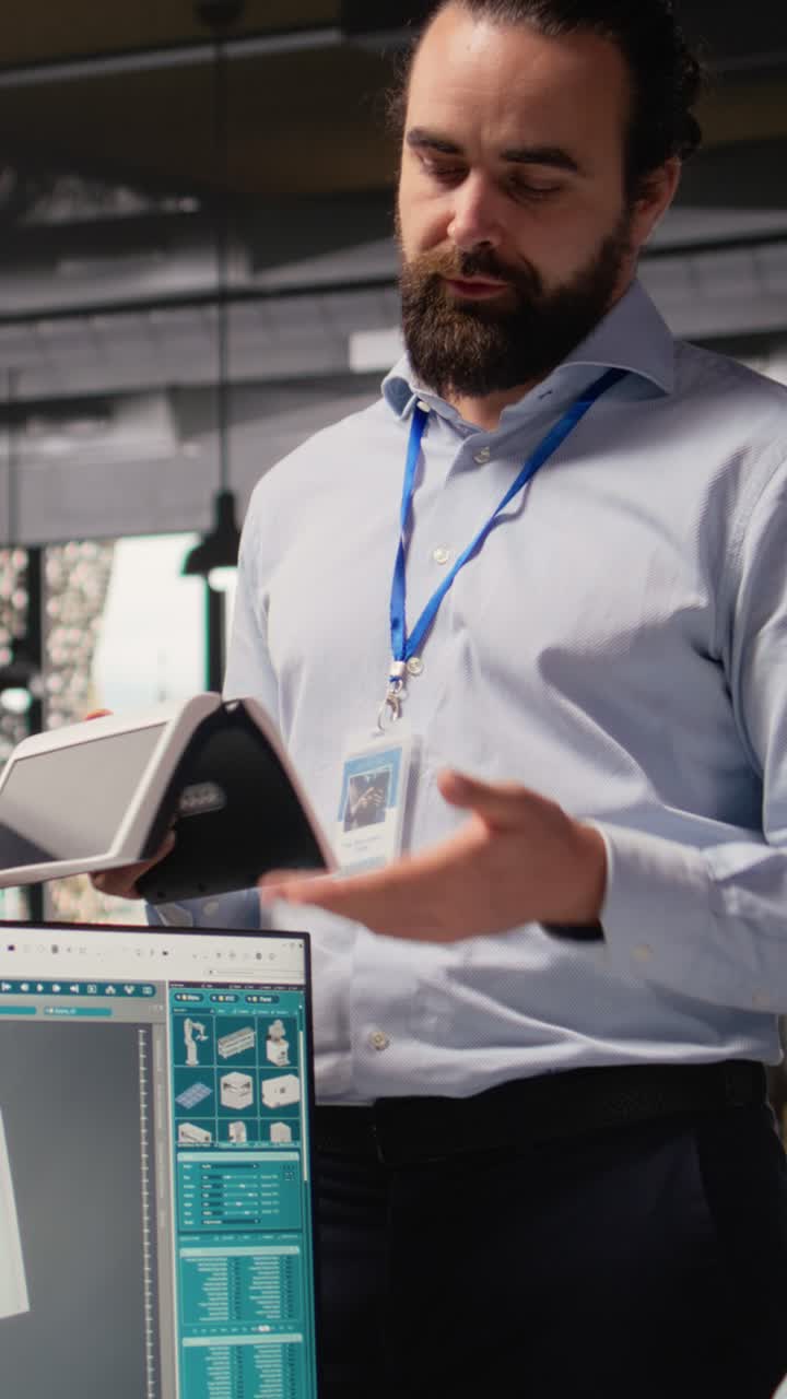 Engineering team doing brainstorm, evaluating solar cell clean energy device