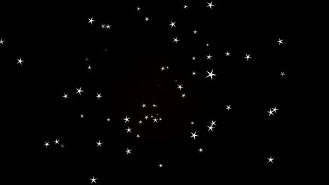 animación de estrellas blancas brillantes que parpadean y se mueven en movimiento hipnótico sobre un fondo negro