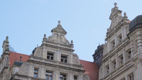 detail with lions on facade of new town hall building in leipzig city