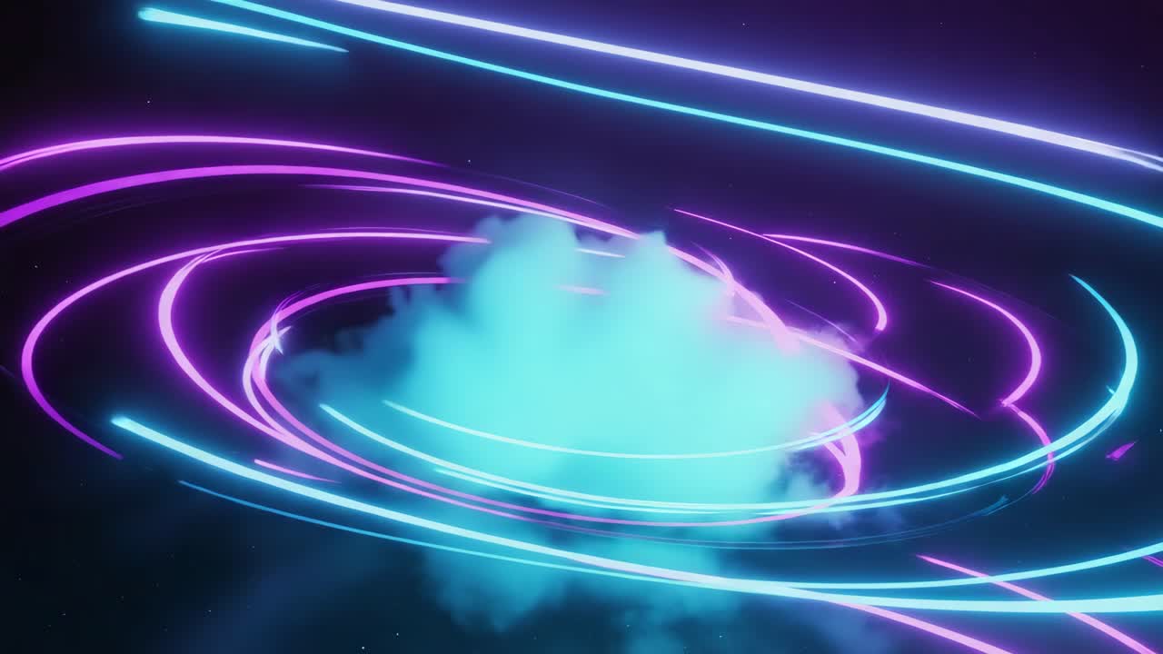 Abstract Neon Light Swirls and Glowing Cloud